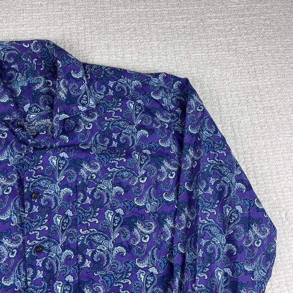 Alan Flusser Shirt Mens XL Purple Button Up Long Sleeve Floral Paisley - Picture 4 of 16